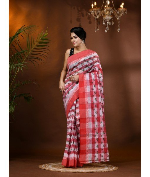 Women's Casual Traditional Bengali Tant Handloom Cotton Saree offers Soft Materials Prism Design With Blouse Piece Indian Sari